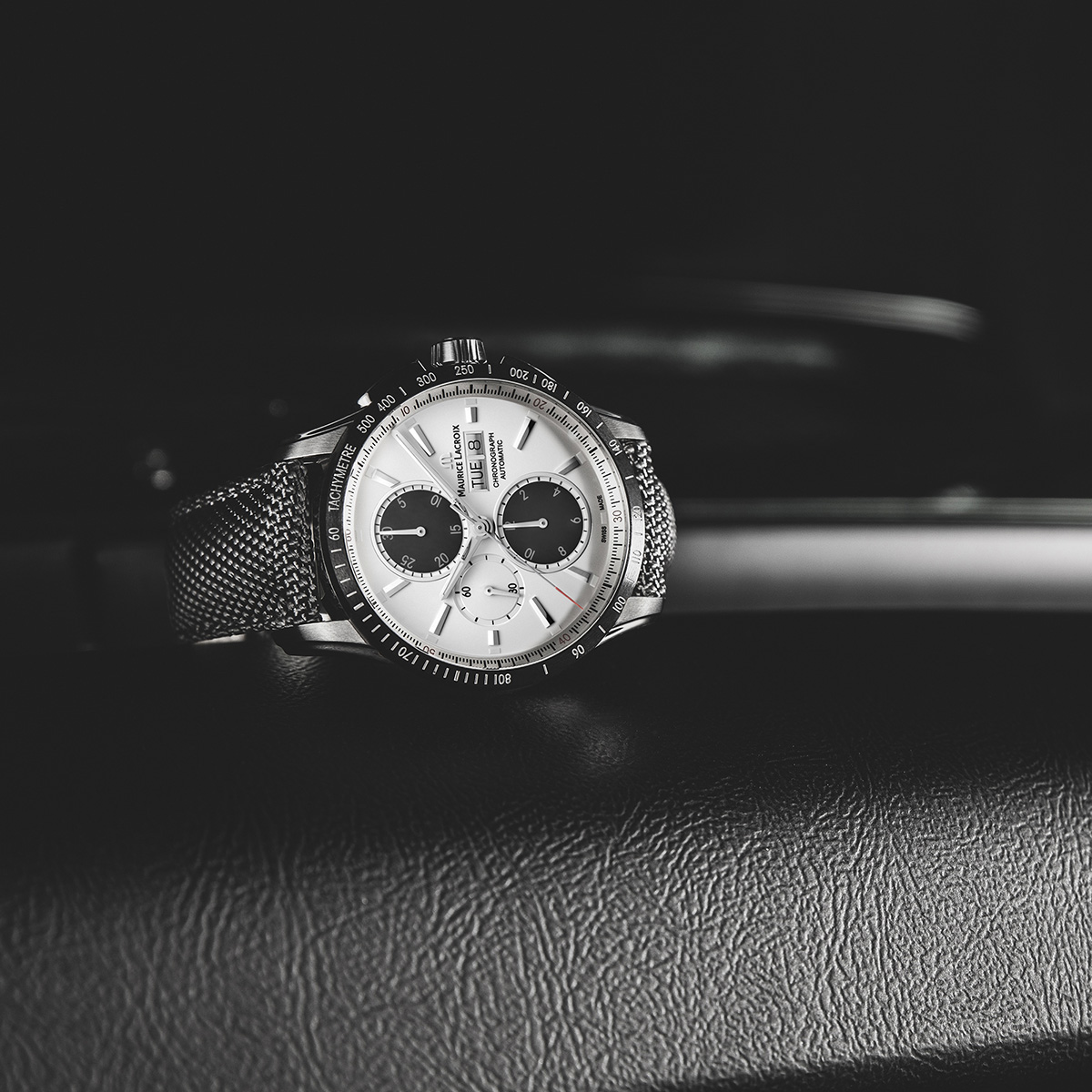 SS/ceramic black, white, rhod. ind. PONTOS S CHRONOGRAPH