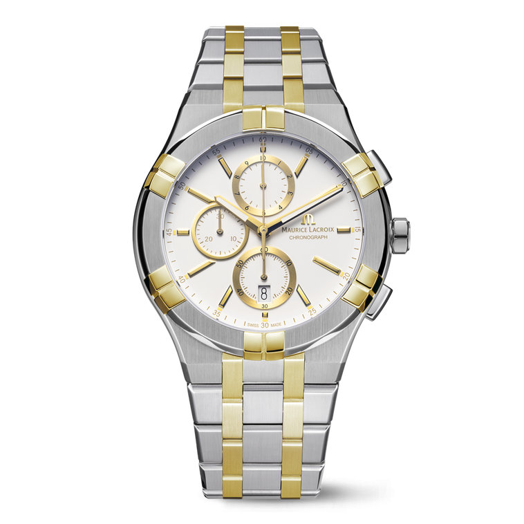 stahl/PVD 2N, Weiss, 12 ind. rhodium AIKON QUARTZ CHRONOGRAPH DUOTONE