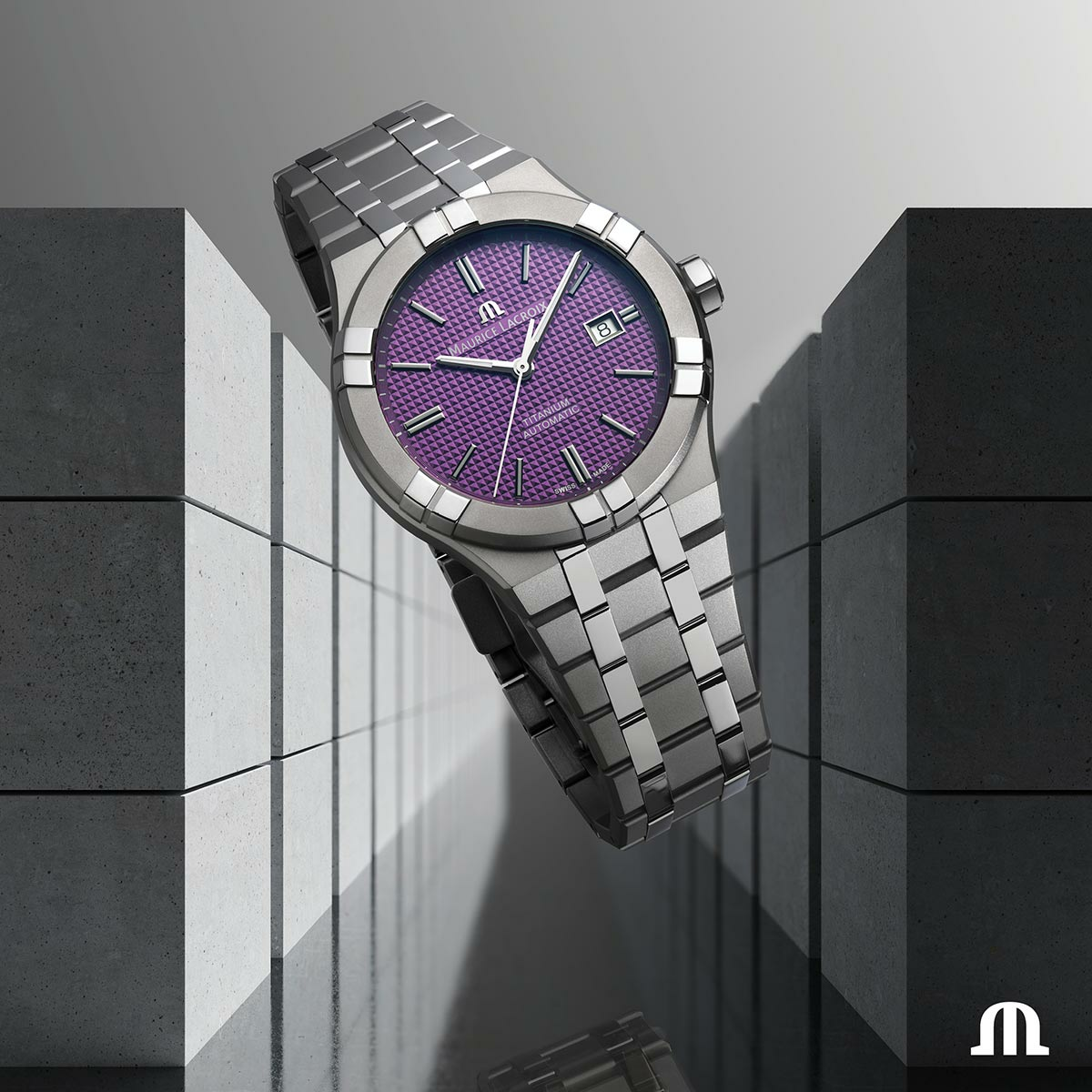 titanium, purple P2613C, index rhodied AIKON AUTOMATIC TITANIUM
