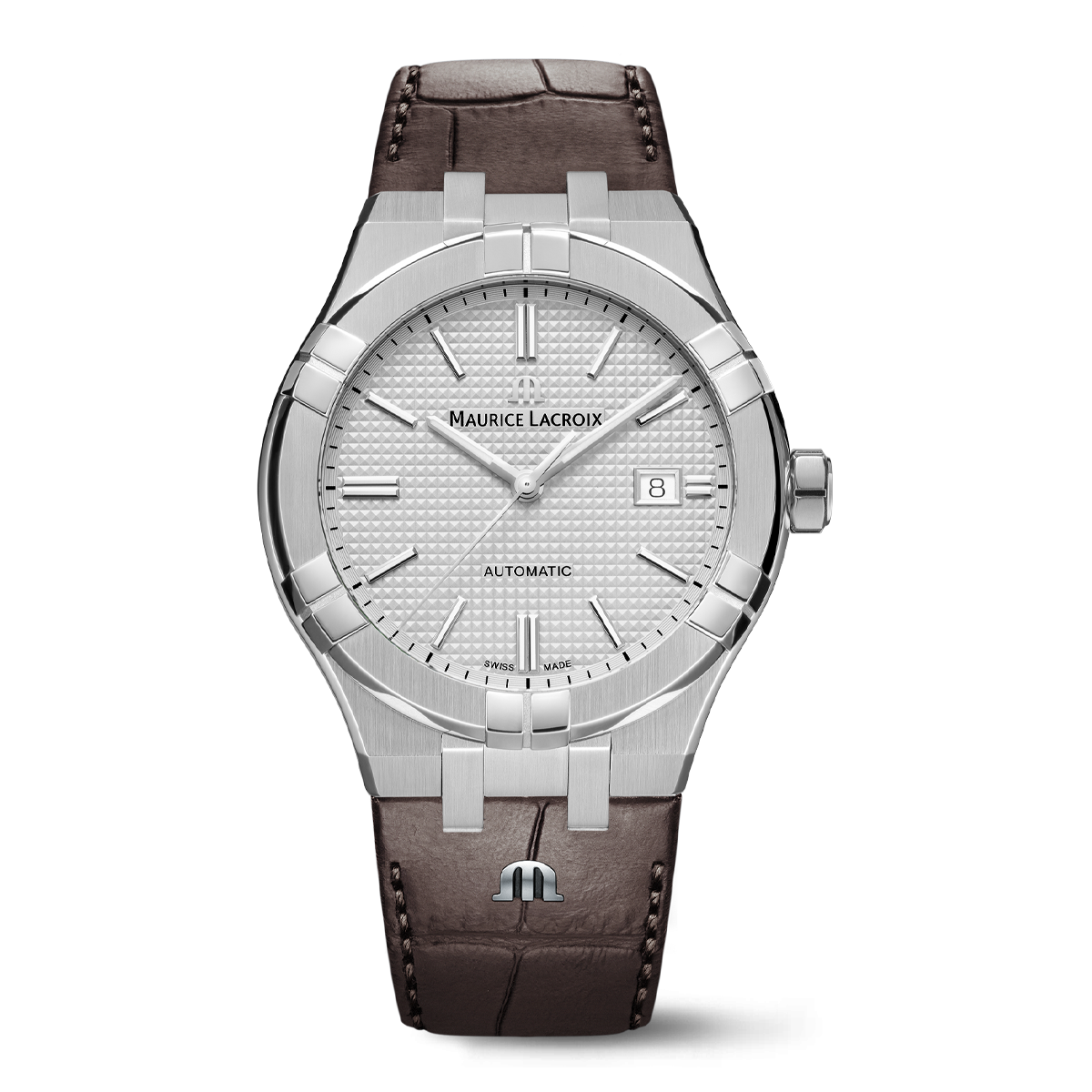 Steel, silver color, index rhodied AIKON AUTOMATIC DATE 42MM