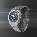 Steel, BLUE, 12 ind. rhodied AIKON QUARTZ CHRONOGRAPH