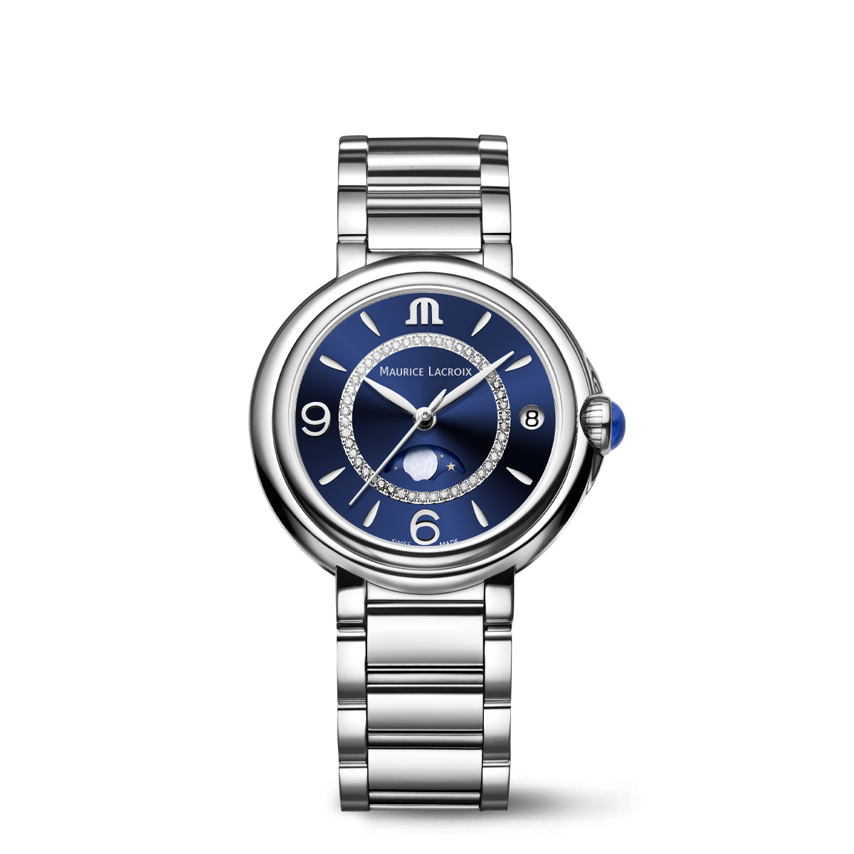Steel,BLUE,DIA RING,rhod,moon FIABA MOONPHASE 32MM