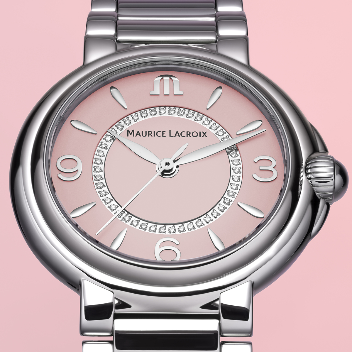 Stahl, rosa, Diamantring, ind.rhod FIABA COLOURS EDITION