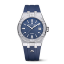 Steel, blue color, index rhodied AIKON AUTOMATIC DATE 39MM