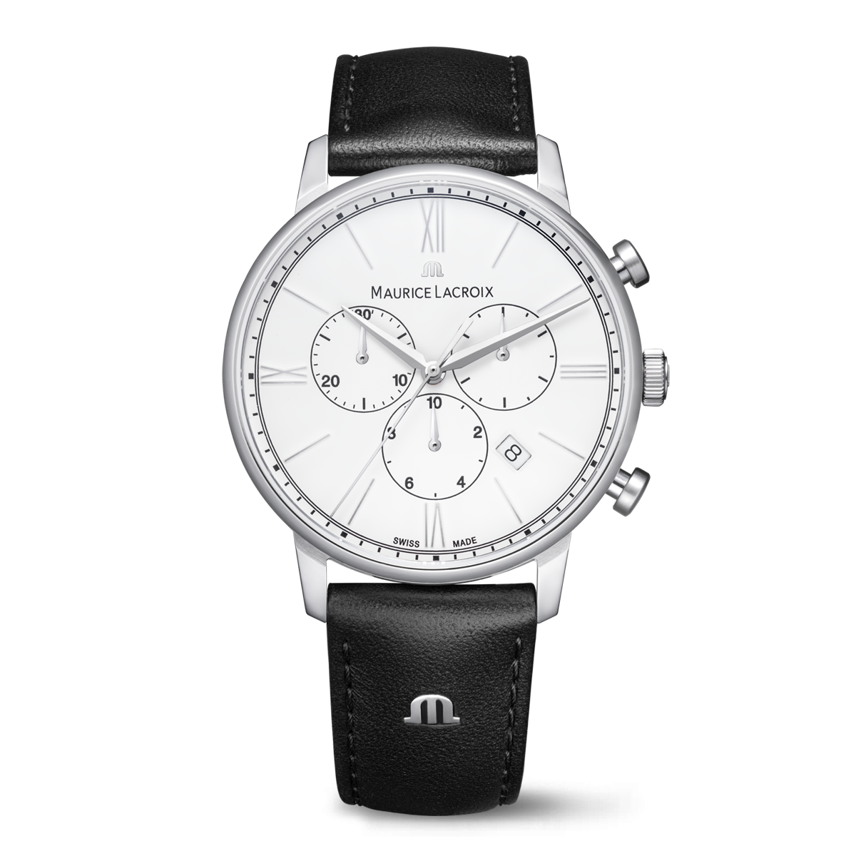 Steel, white, 12 ind. rhodied ELIROS CHRONOGRAPH