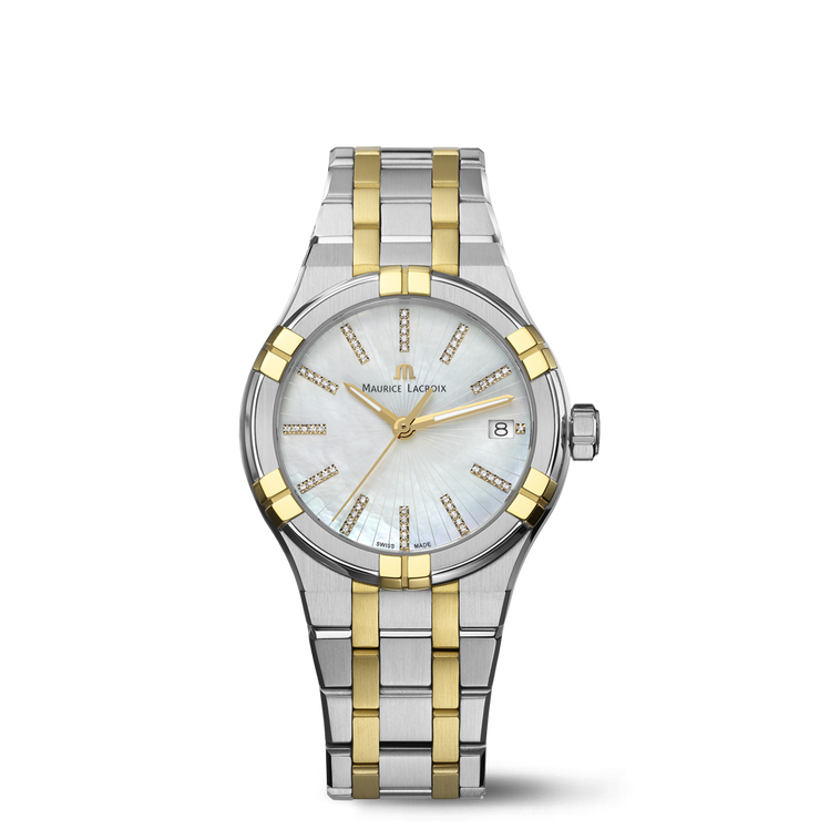 BICO SS/PVD2N,MOP white,INDEX 2N w/Diam. AIKON QUARTZ 35MM DUOTONE