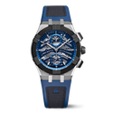 STEEL/cera.BLACK,Skeleton blue,ind.rho AIKONIC AUTOMATIC CHRONOGRAPH SKELETON