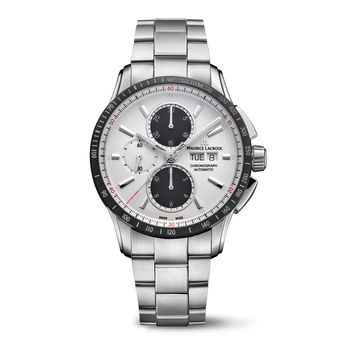 SS/ceramic black, white, rhod. ind. PONTOS S CHRONOGRAPH