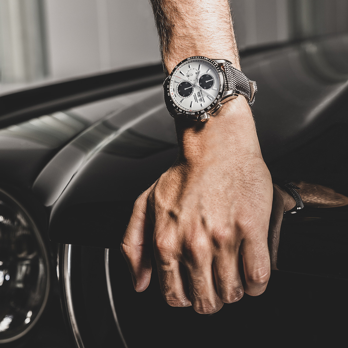 SS/ceramic black, white, rhod. ind. PONTOS S CHRONOGRAPH