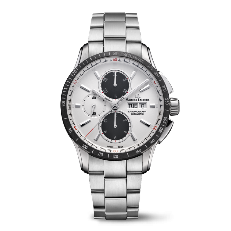 SS/ceramic noire, blanc, ind. rhodié PONTOS S CHRONOGRAPH
