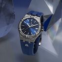 STEEL, BLUE, INDEX RHODIED AIKON QUARTZ DATE 35MM