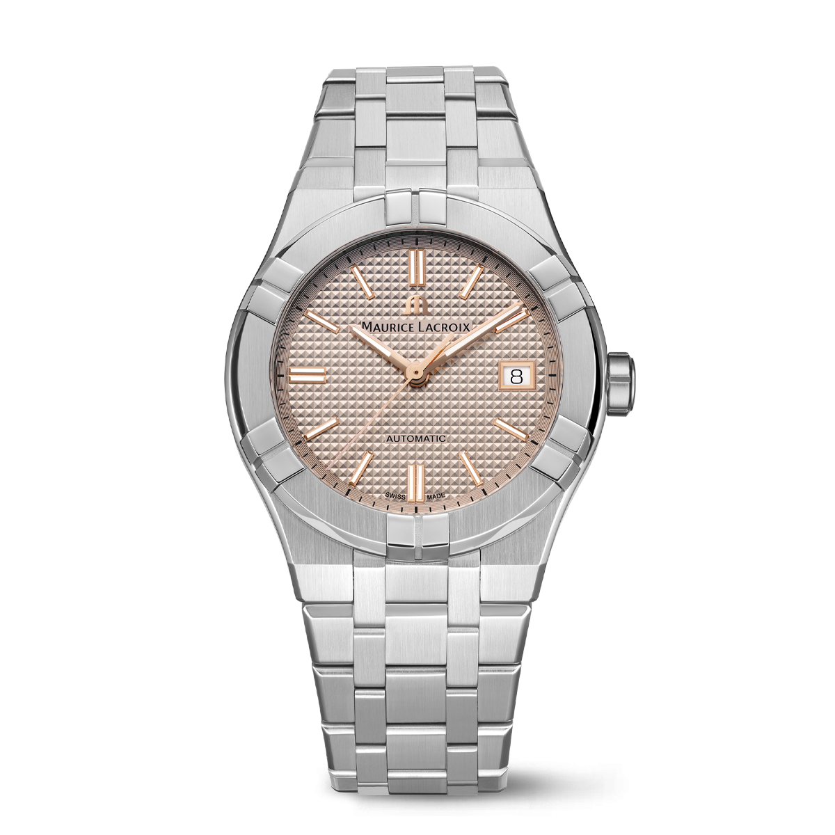 Acier, Ecru P7632C, Clou de Paris,ind.4N AIKON AUTOMATIC DATE 39MM
