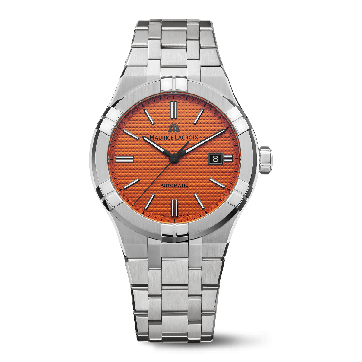STEEL, ORANGE, INDEX BLACK, LTD 888 AIKON AUTOMATIC LIMITED SUMMER EDITION 42MM
