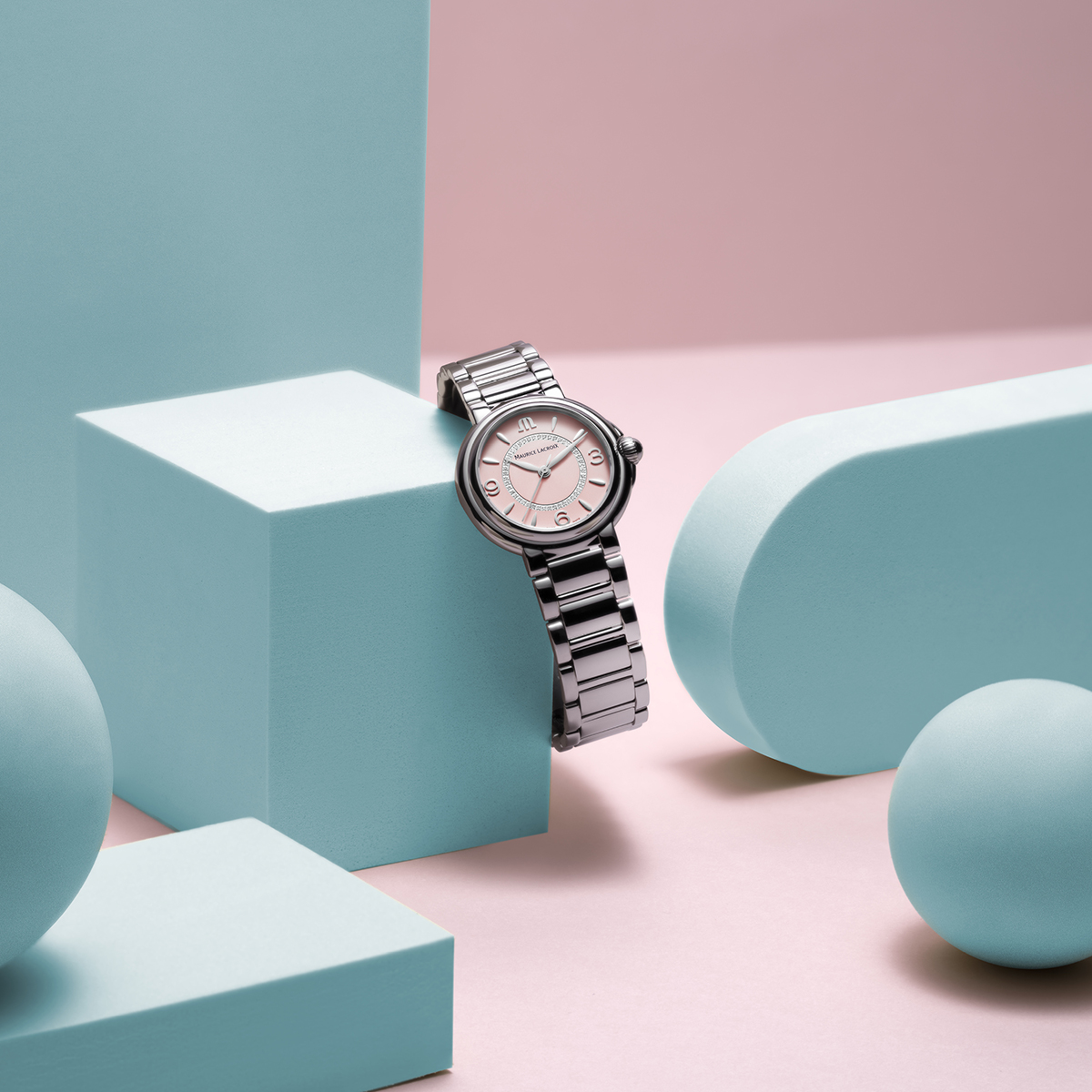Steel, pink, DIA. RING, ind.rhod FIABA COLOURS EDITION