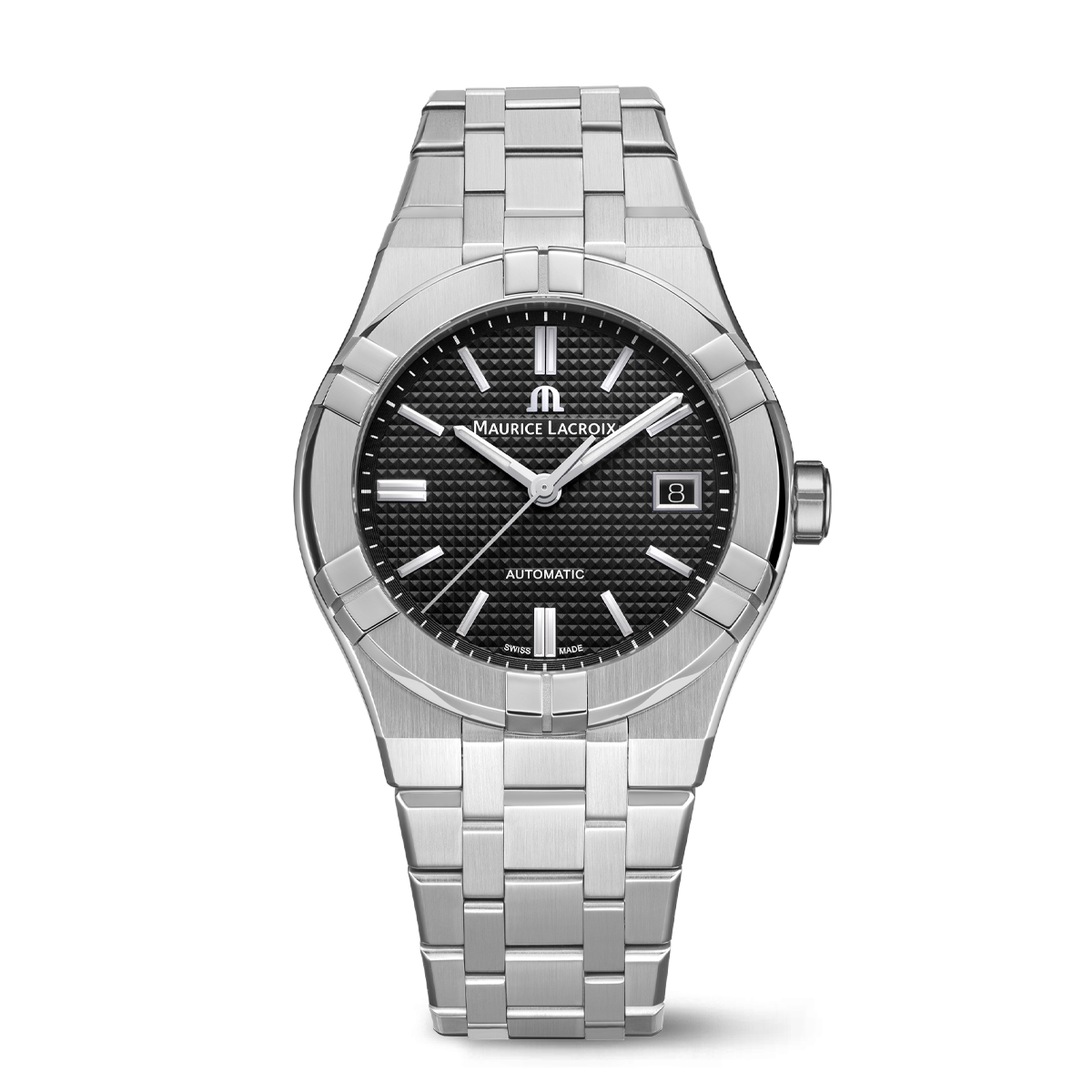 Steel, black, Clou Paris, ind.rhod. AIKON AUTOMATIC DATE 39MM