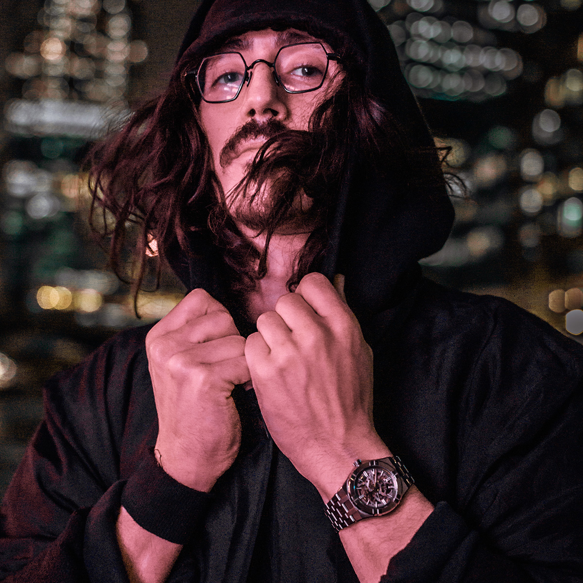 Steel, Skeleton, Index rhodied AIKON AUTOMATIC SKELETON