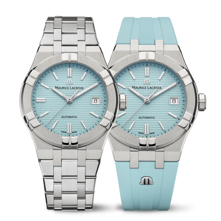 STEEL, BLUE, INDEX RHODIED, LTD AIKON AUTOMATIC LIMITED SUMMER EDITION 39MM