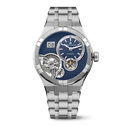 Stahl, dunkelblau, Index rhodium AIKON MASTER GRAND DATE