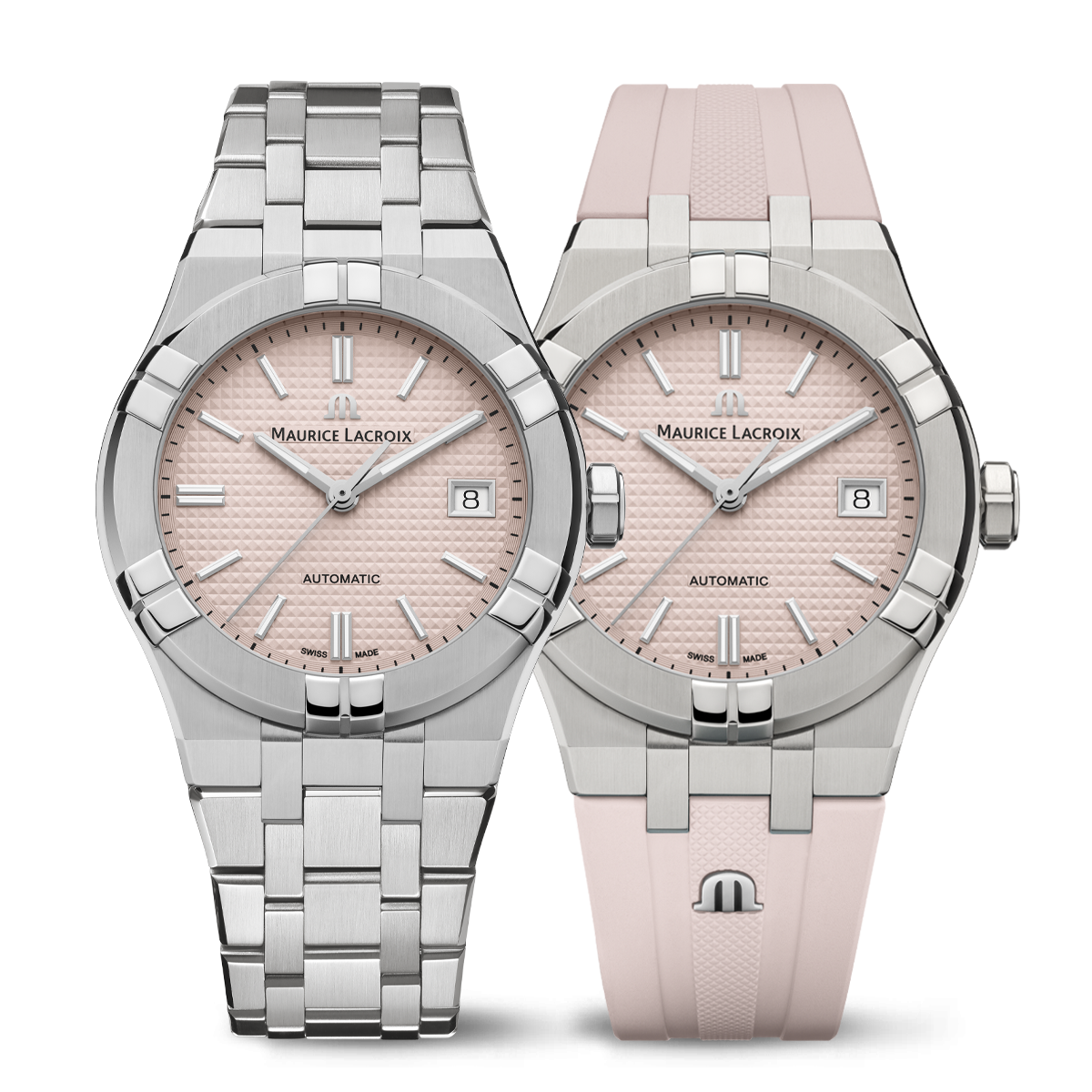 STEEL, PINK, INDEX RHODIED, LTD AIKON AUTOMATIC LIMITED SUMMER EDITION 39MM