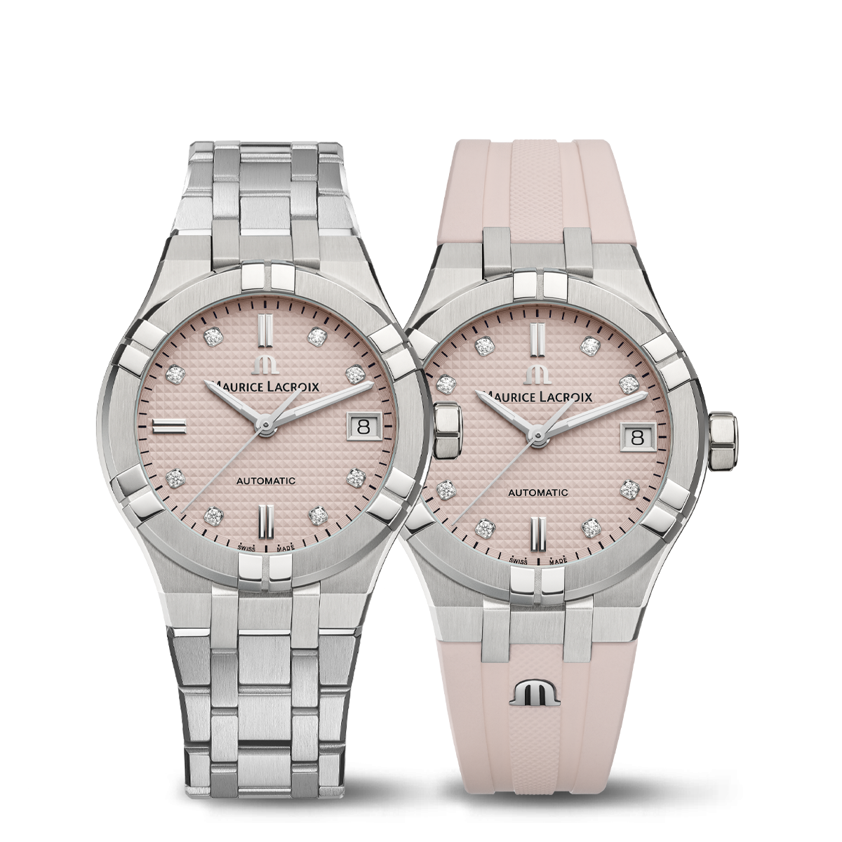 STEEL,PINK,INDEX RHOD.,8 DIA LTD AIKON AUTOMATIC LIMITED SUMMER EDITION 35MM