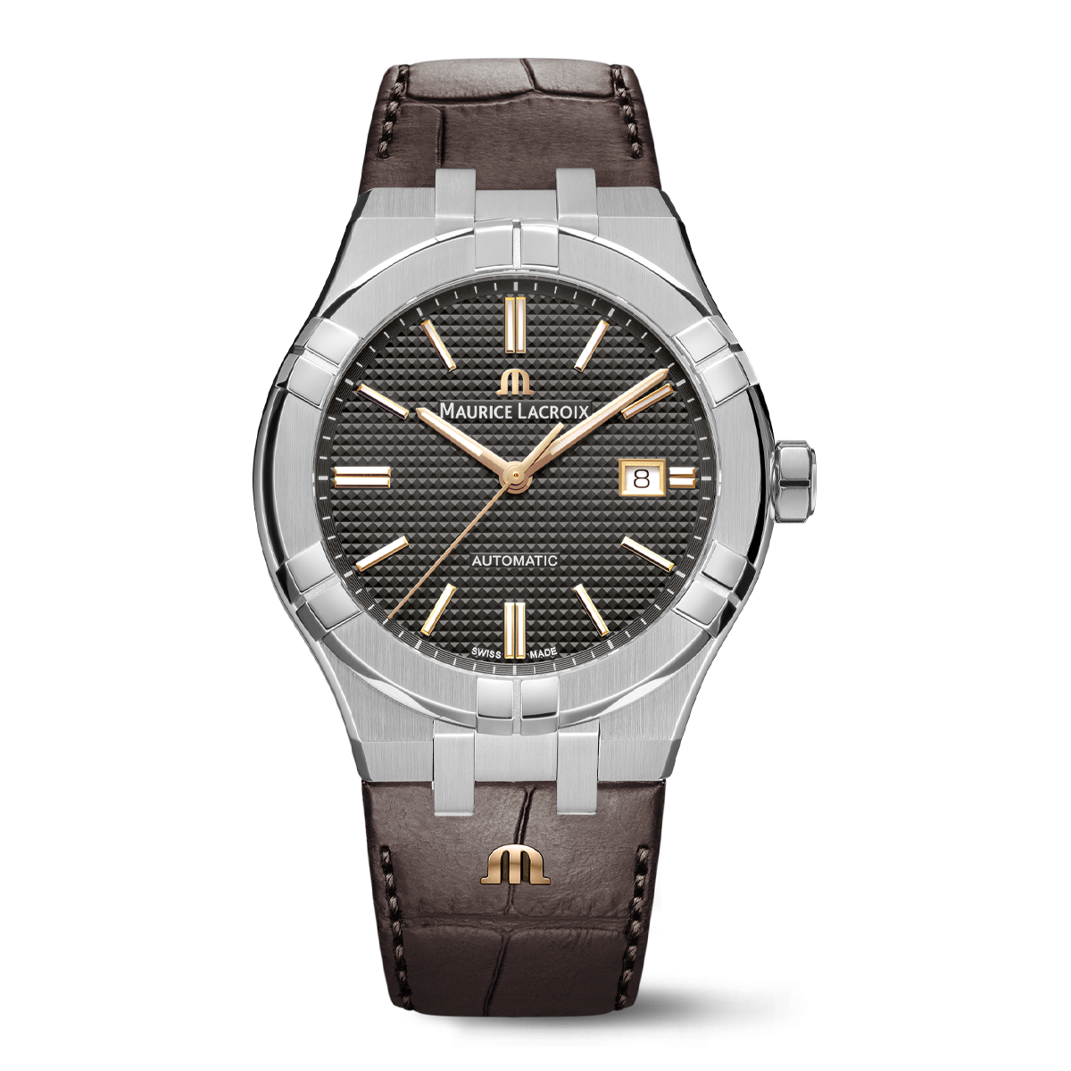 Steel, anthracite, index pink 4N AIKON AUTOMATIC DATE 42MM