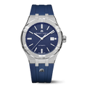 Steel, blue color, index rhodied AIKON AUTOMATIC DATE 42MM