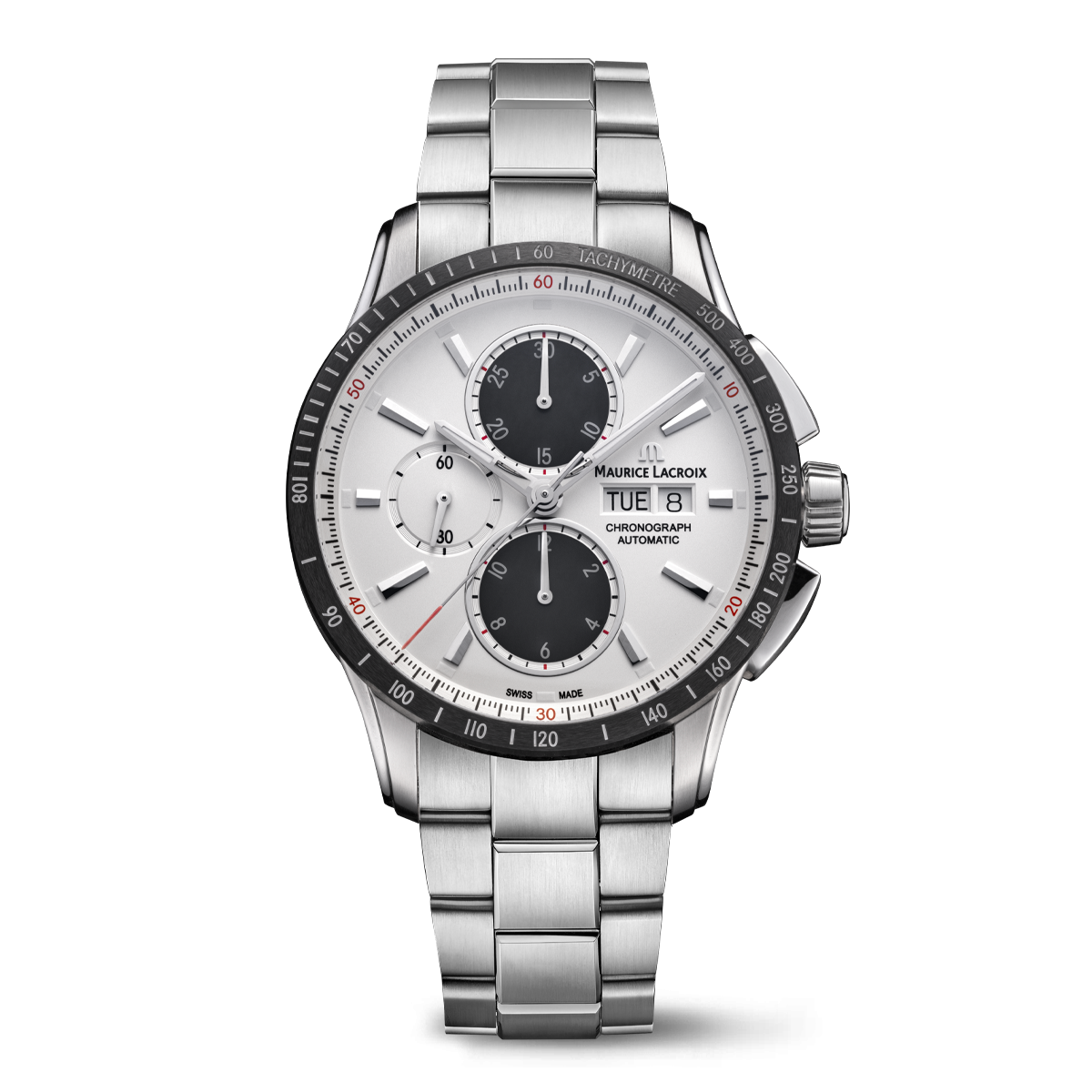 SS/ceramic black, white, rhod. ind. PONTOS S CHRONOGRAPH