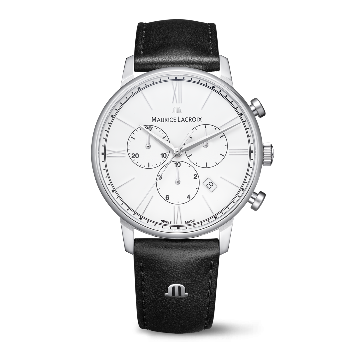 Steel, white, 12 ind. rhodied ELIROS CHRONOGRAPH