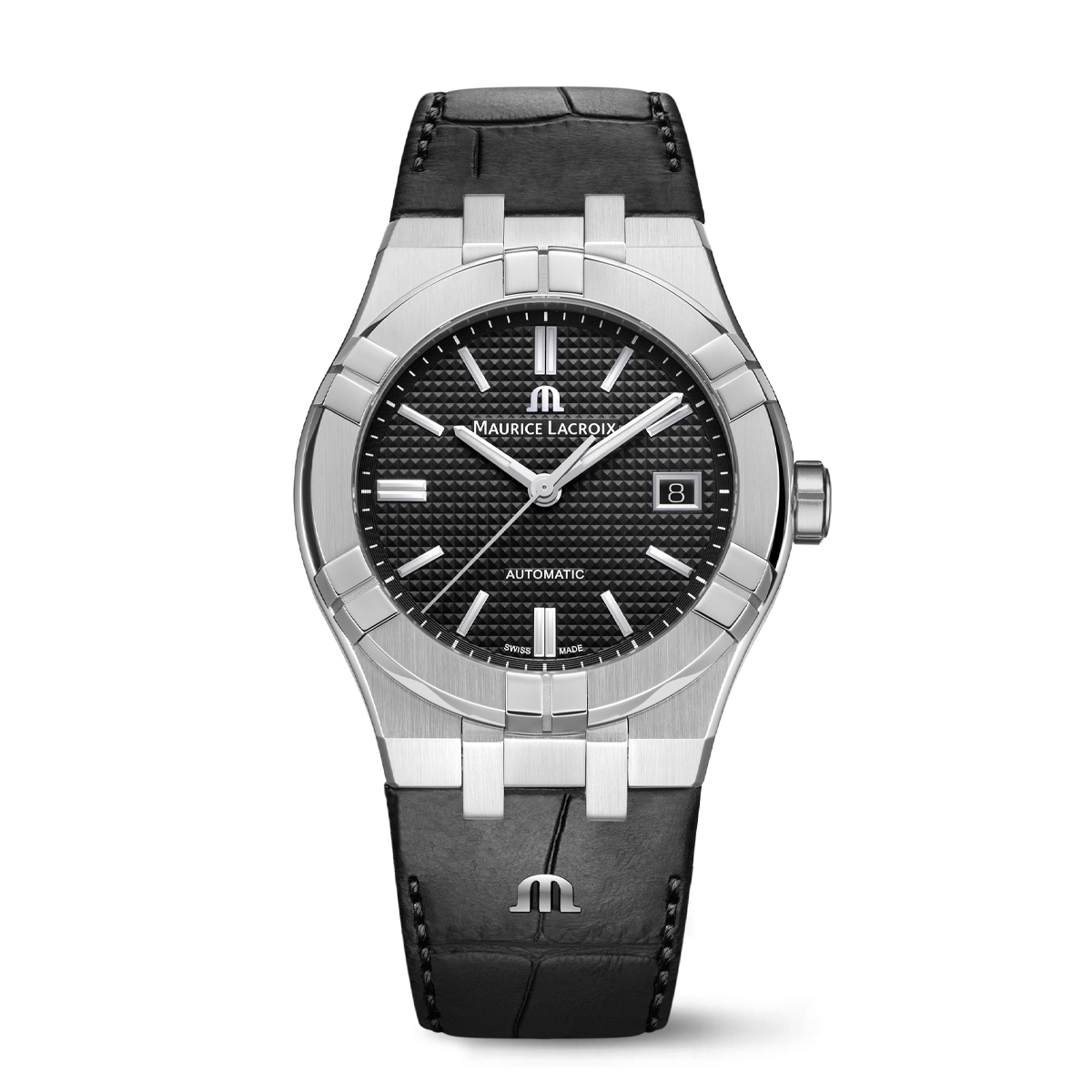 Steel, black, Clou Paris, ind.rhod. AIKON AUTOMATIC DATE 39MM