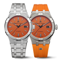 STEEL, ORANGE, INDEX BLACK, LTD 888 AIKON AUTOMATIC LIMITED SUMMER EDITION 42MM