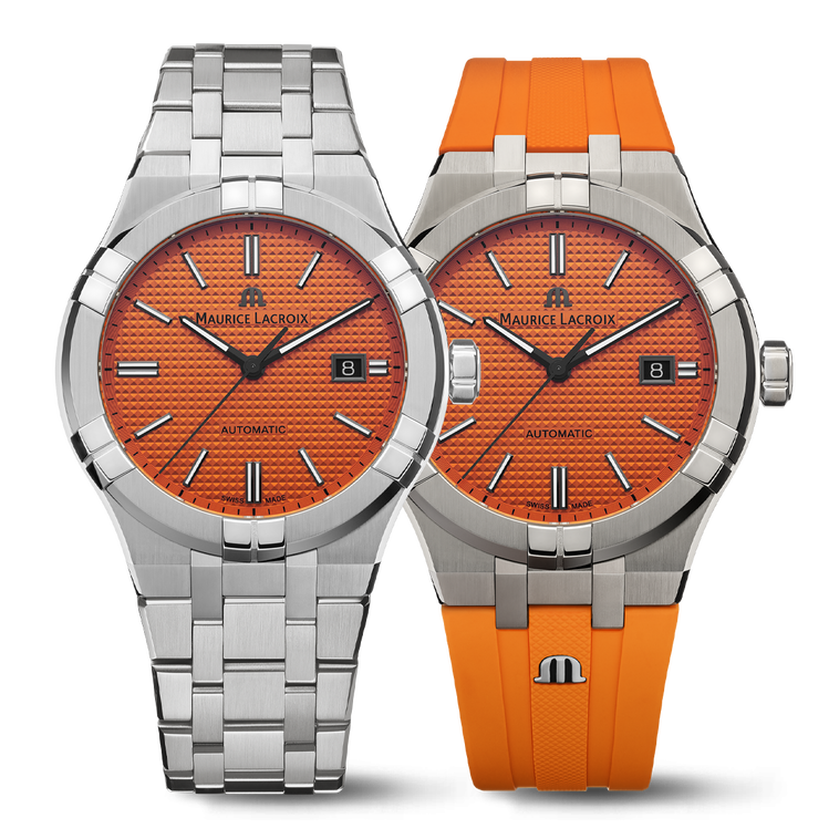 STEEL, ORANGE, INDEX BLACK, LTD 888 AIKON AUTOMATIC LIMITED SUMMER EDITION 42MM