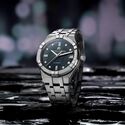 Steel, black MOP, index rhod.,8 dia AIKON AUTOMATIC DATE 35MM