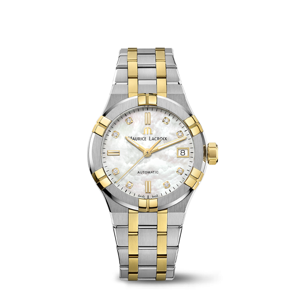 Bico 2N, white MOP, ind. 2N, 8 dia AIKON AUTOMATIC DATE 35MM