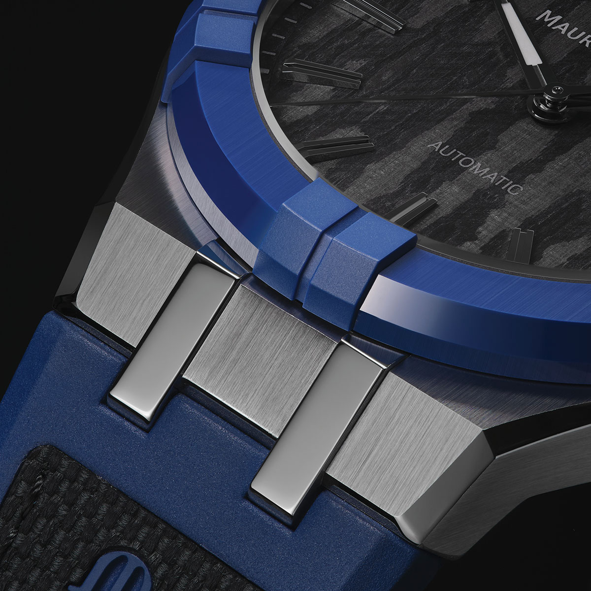 STEEL/ceramic Blue,Carbon black ind.RHO AIKONIC AUTOMATIC 43MM