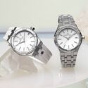 Stahl, Weiss, Index rhodium m/Diamanten AIKON QUARTZ DATE 35MM