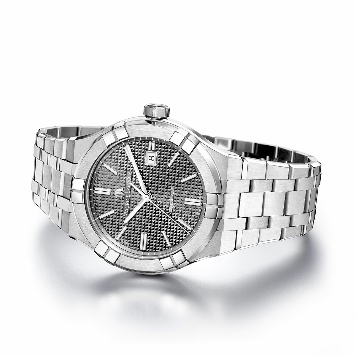 Steel, dark grey, index rhodied AIKON AUTOMATIC DATE 42MM