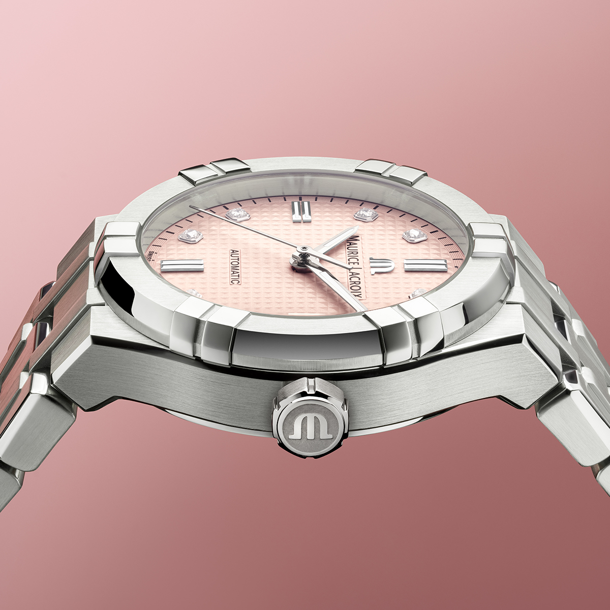 Stahl,rosa,Index rho.,8 Diam., ltd AIKON AUTOMATIC LIMITED SUMMER EDITION 35MM