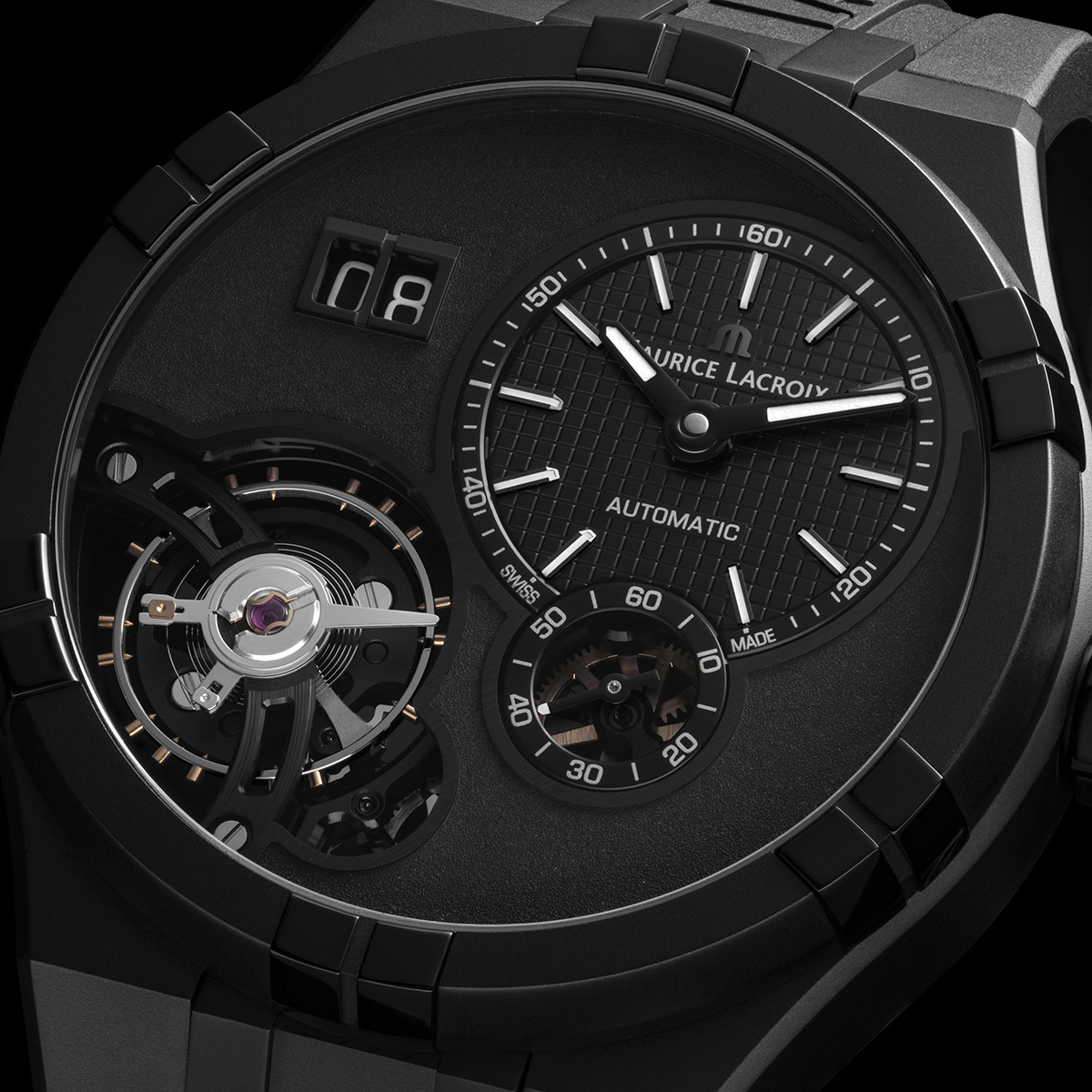 DLC schwarz, schwarz, Index schwarz AIKON MASTER GRAND DATE BLACK