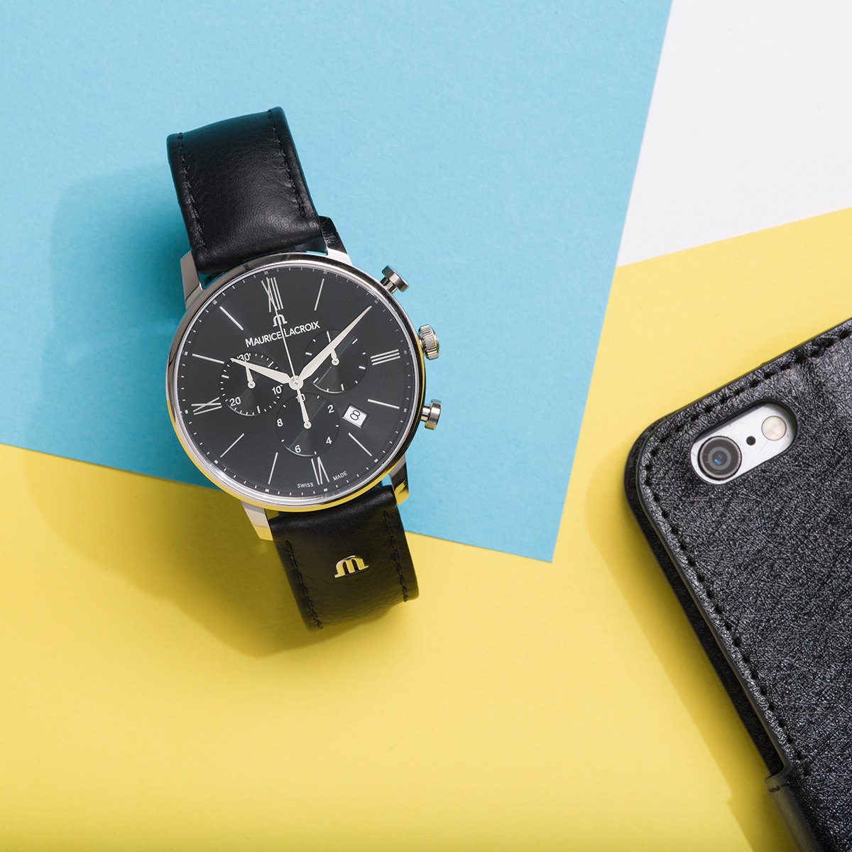 EL Chrono,Acier inox, noir, rhodié ELIROS CHRONOGRAPH