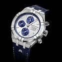 Steel, silver/blue color, rhodied AIKON AUTOMATIC CHRONOGRAPH