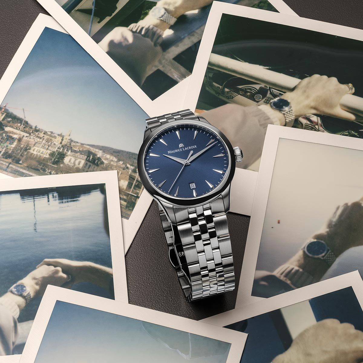 Stahl, Blau, Index rhodium 1975 QUARTZ 39MM