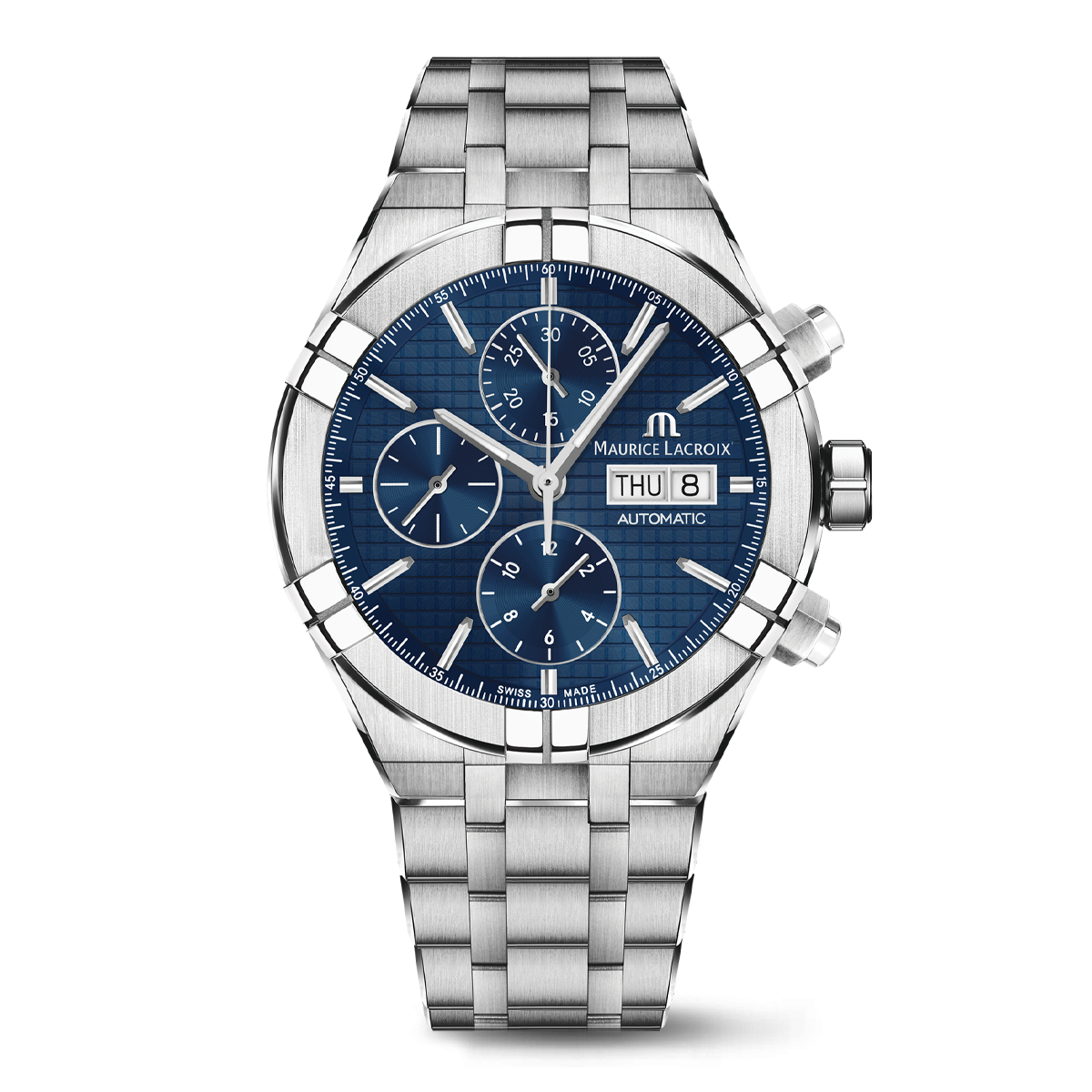 Stahl, blau, Index rhodium AIKON AUTOMATIC CHRONOGRAPH