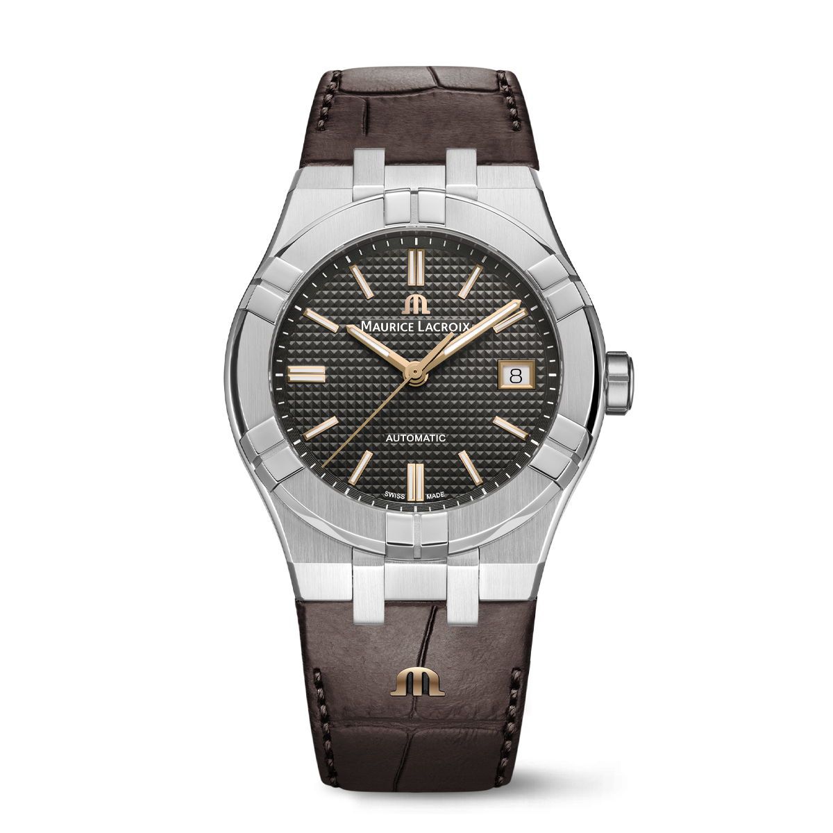 Steel, Anthra., Clou Paris, ind.4N AIKON AUTOMATIC DATE 39MM