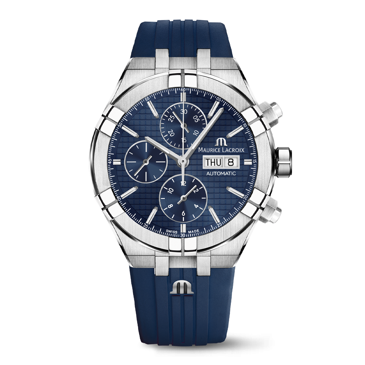 Steel, blue, index rhodied AIKON AUTOMATIC CHRONOGRAPH