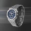 Steel, BLUE, 12 ind. rhodied AIKON QUARTZ CHRONOGRAPH