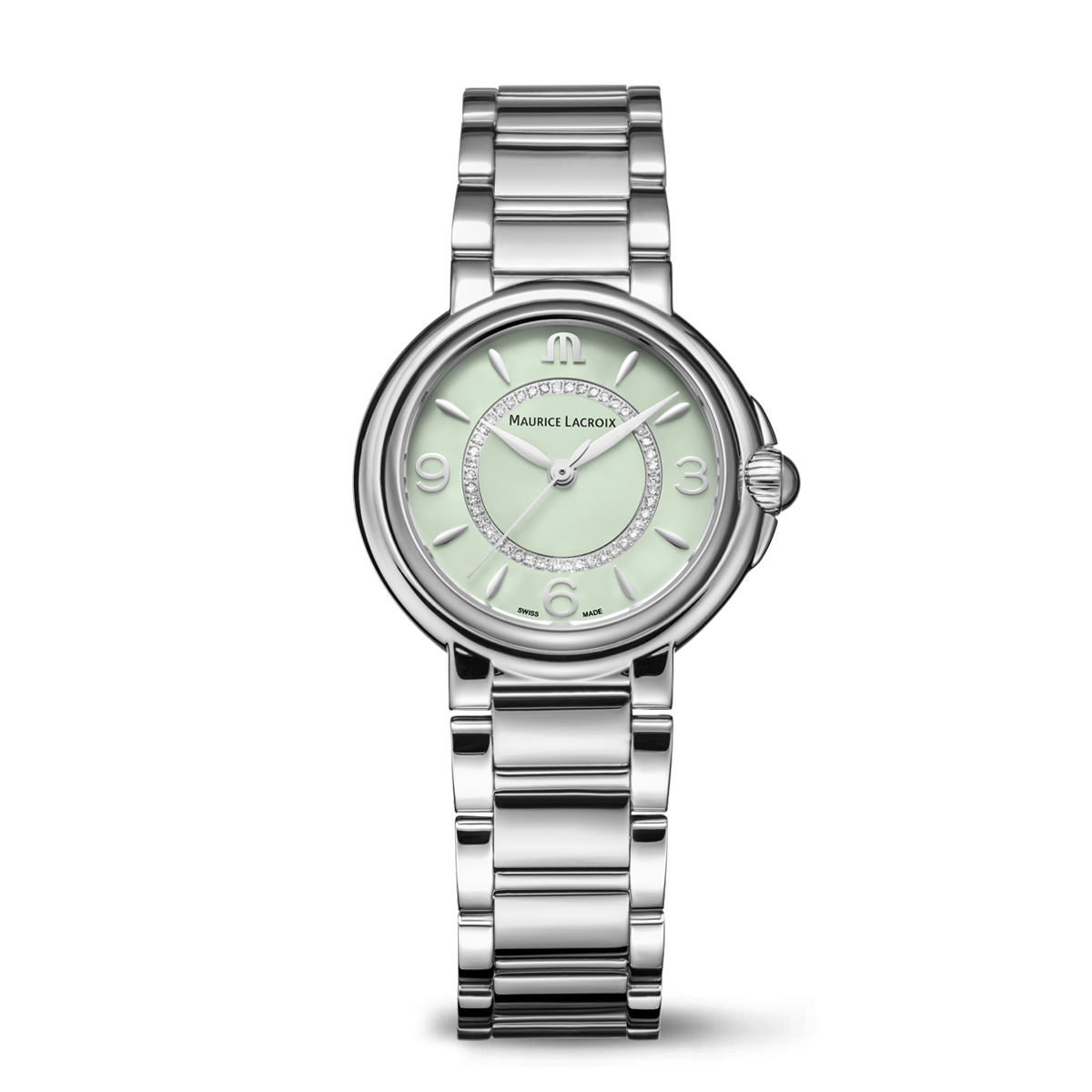 Steel, green, DIA RING, ind.rhod FIABA COLOURS EDITION