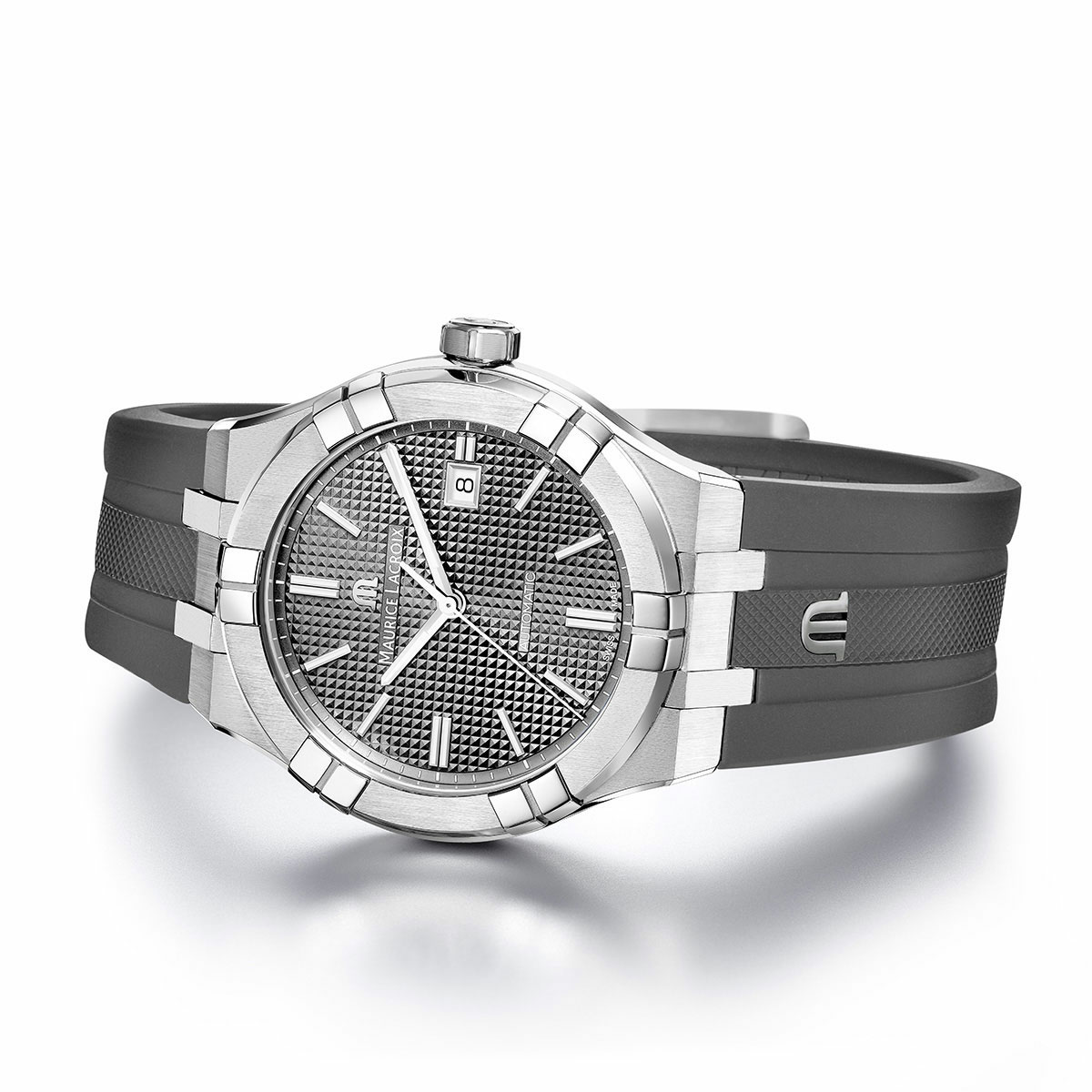 Steel, grey color, index rhodied AIKON AUTOMATIC DATE 42MM