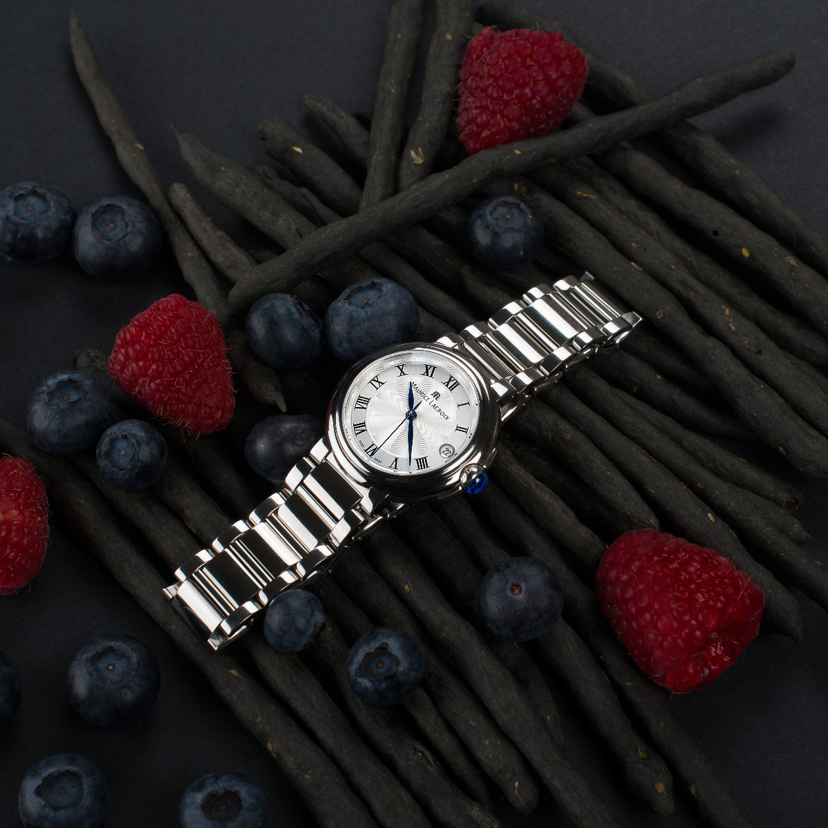 FA Acier inoxy., argent, ch. romai FIABA DATE 32MM