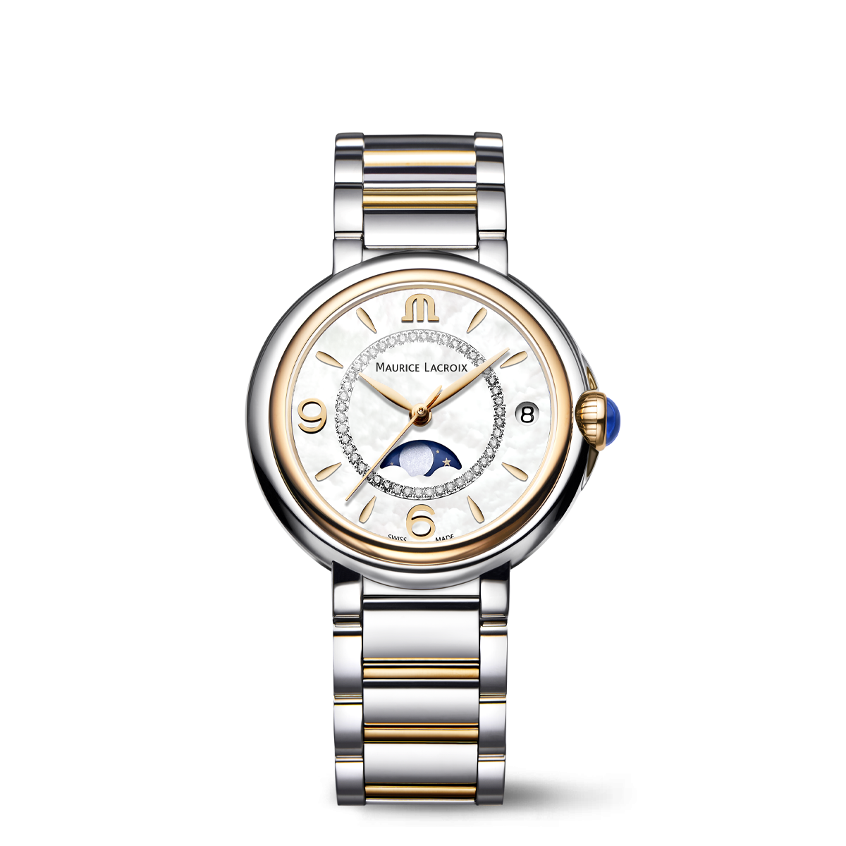 BICO SS/PVD4N,MOP white,DIA.RING,4N,MOON FIABA MOONPHASE 32MM