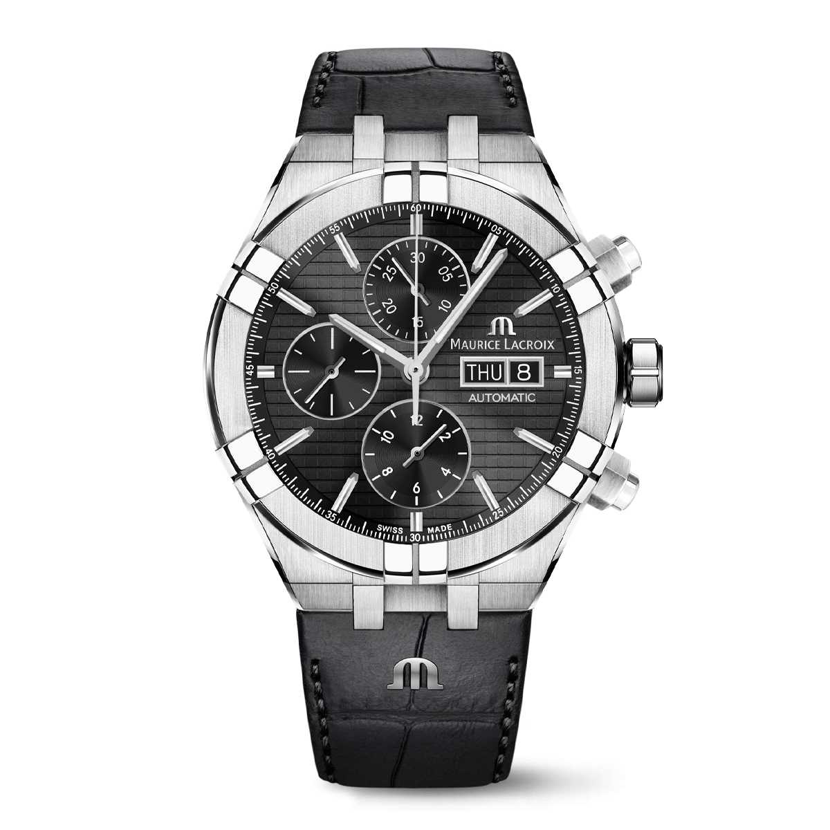 Stahl, schwarz, Index rhodium AIKON AUTOMATIC CHRONOGRAPH